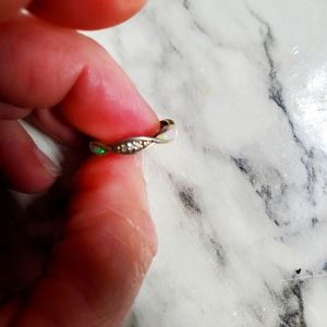 Real opal and diamond band